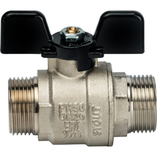 Кран 3/4" НН шаровый Stout (черная бабочка, полнопроходной) SVB-0006-000020 Кран 3/4" НН шаровый Stout (черная бабочка, полнопроходной) SVB-0006-000020