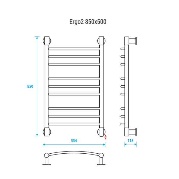 Полотенцесушитель электрический Energy ERGO2 850х500 хром