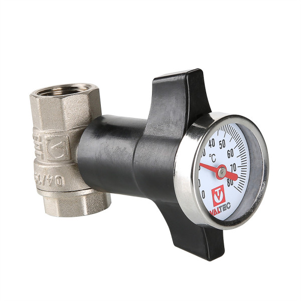 Кран 3/4" ВВ шаровый c термометром Valtec VT.808.N.05 Кран 3/4" ВВ шаровый c термометром Valtec VT.808.N.05