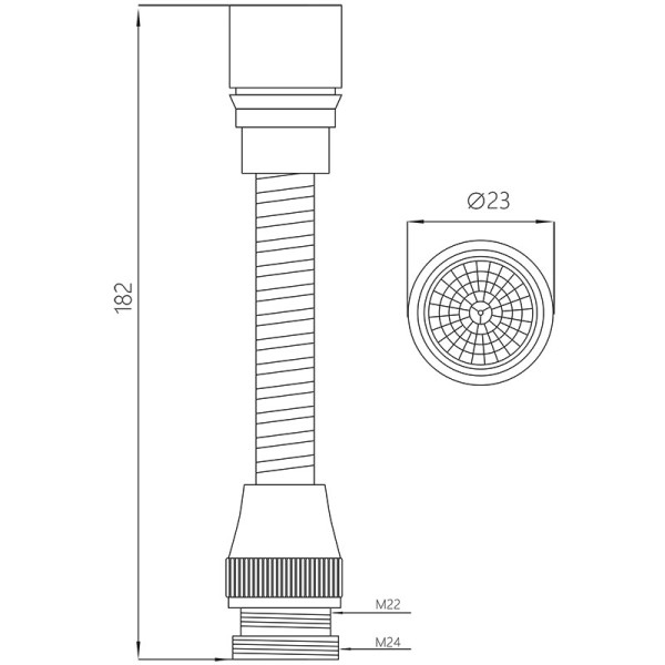 Аэратор Melodia М22хМ24 пластиковый с гиб. удлин. 12,5см, метал. шл., нерж.сетка (MKP20396BL) Аэратор Melodia М22хМ24 пластиковый с гиб. удлин. 12,5см, метал. шл., нерж.сетка (MKP20396BL)
