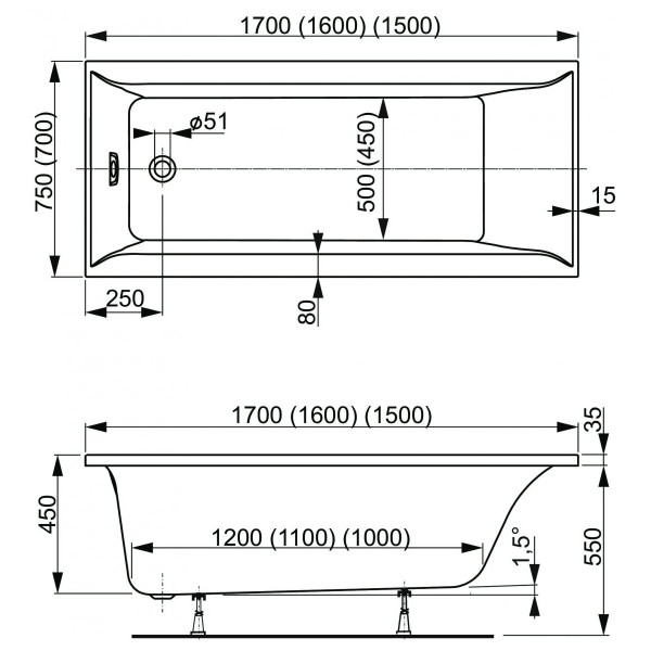 Ванна акриловая VagnerPlast Veronella 150 150х70х45 (VPBA157VEA2X-00)