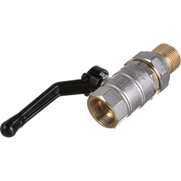 Кран 3/4" шаровый со сгоном LD Pride (чёрная ручка) (LD 47.307.20) Кран 3/4" шаровый со сгоном LD Pride (чёрная ручка) (LD 47.307.20)