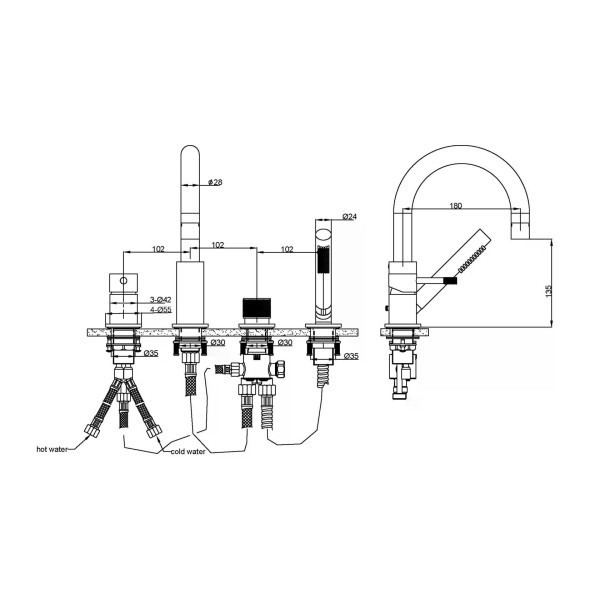 Смеситель на борт ванны Boheme Uno B (черный) (460-B) Смеситель на борт ванны Boheme Uno B (черный) (460-B)