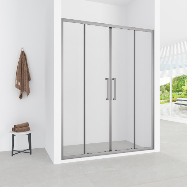 Дверь душевая Loranto 150x190 стекло прозрачное, профиль серый матовый (CS-AB04GG-150)