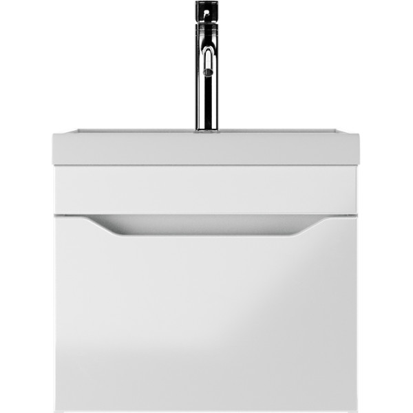 Тумба подвесная под умывальник Bazis 50 Ева с одним ящиком В1 Айсберг Домино (DA5912T)