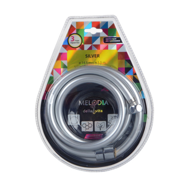Шланг душевой Melodia SILVER ПВХ L150 см серебро (MKP34434BL) Шланг душевой Melodia SILVER ПВХ L150 см серебро (MKP34434BL)