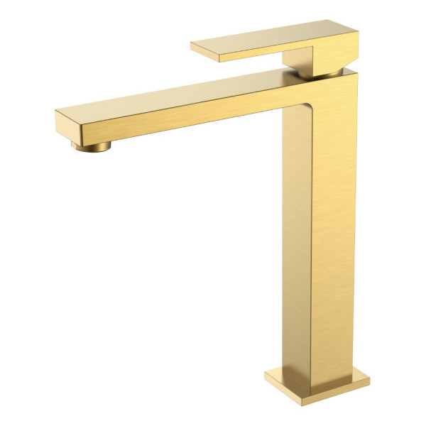 Смеситель для раковины Boheme Qubic золотой (472-MG)