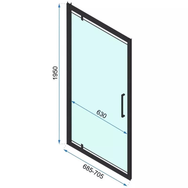 Душевая дверь Rea Rapid 70x195 стекло прозрачное, профиль чёрный (REA-K6407)