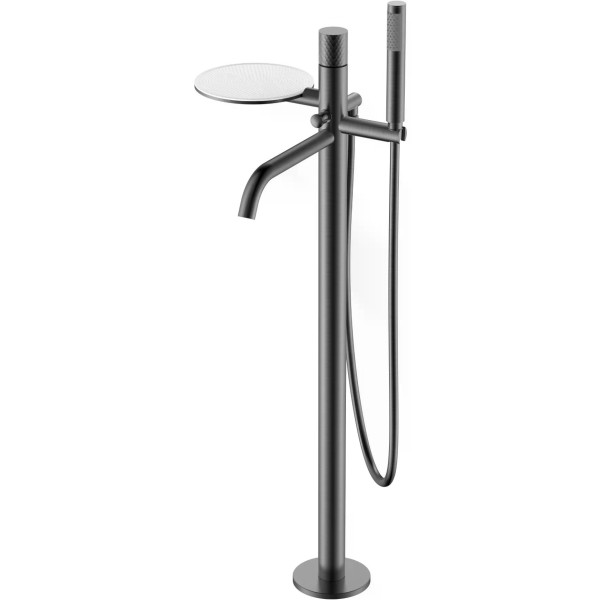 Смеситель напольный Boheme Stick графит с душевым комплектом (129-GM)