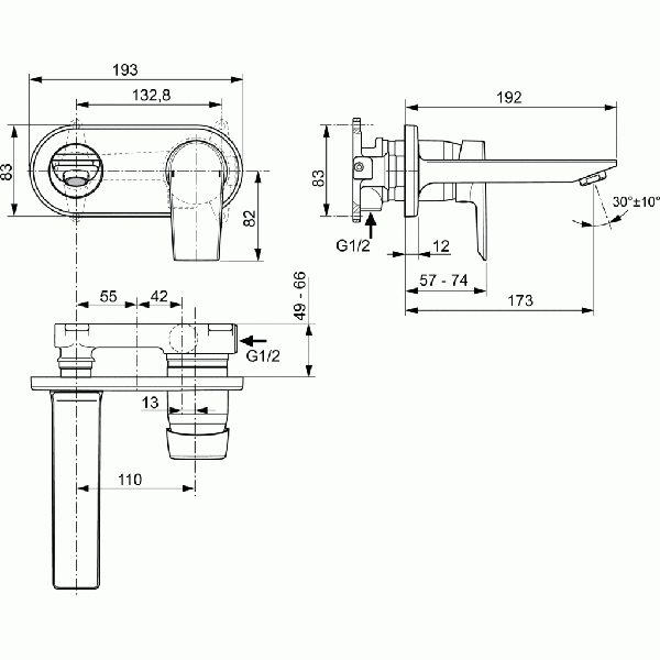 Смеситель для раковины Ideal Standard Tesi внешняя часть (A6578AA)