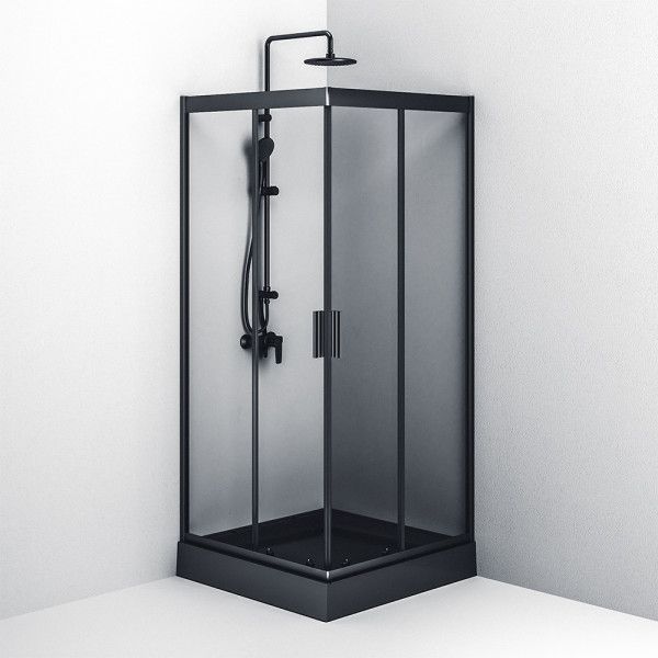 Уголок душевой AM.PM Gem 90x90x200 стекло прозрачное, профиль черный матовый (W90G-403-090BT)