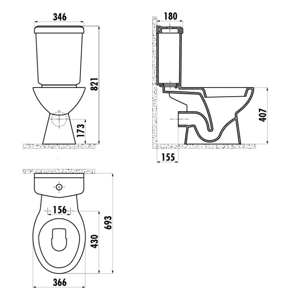 Бачок для унитаза Creavit Pitta белый (PA410-00CB00E-0000)