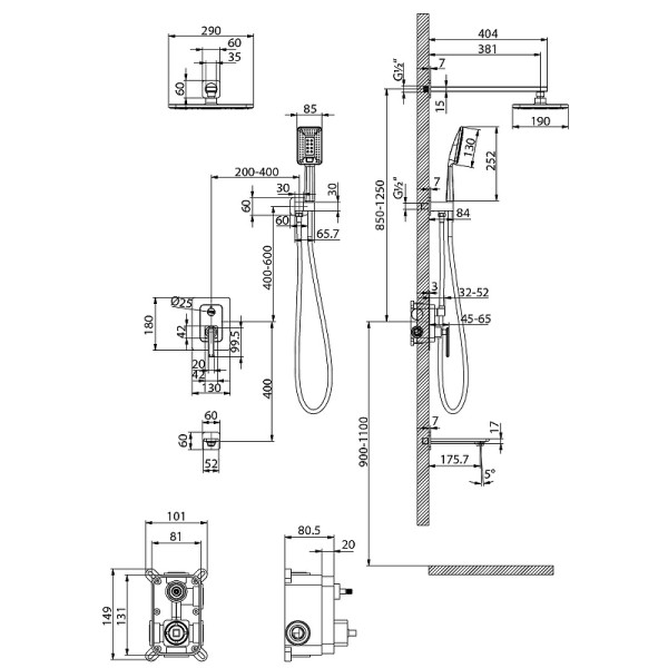 Душевая система Lemark Mista белый золото (LM6422WG)