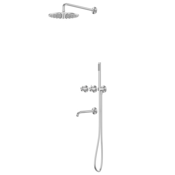 Душевая система Abber Wasser Kreis 316 скрытого монтажа с изливом, термостат, сталь брашированная (AF8150BST)