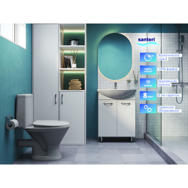 Унитаз-компакт Santeri Грация 358x63,8x775 с сиденьем полипропилен белый (1.P210.3.S00.00B.F)