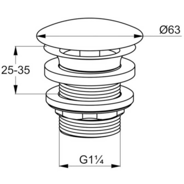 Донный клапан Kludi 1 1/4" без перелива, хром (1042805-00)
