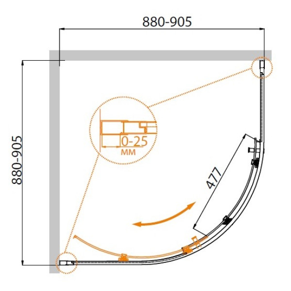 Душевой уголок Cezares Molveno 90x90x195 стекло прозрачное, профиль хром (MOLVENO-R-1-90-C-Cr-IV)