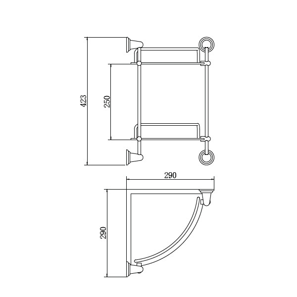 Полка Fashun стекл 3-ярусная угловая 250x250 хром (A1507-3)
