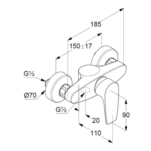 Смеситель для душа Kludi Pure&Solid хром (348410575)