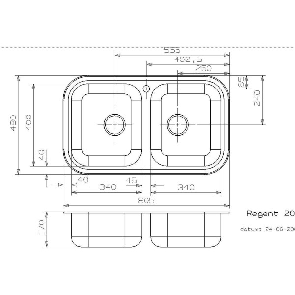 Мойка для кухни врезная Reginox Regent 20 805x480 Lux 