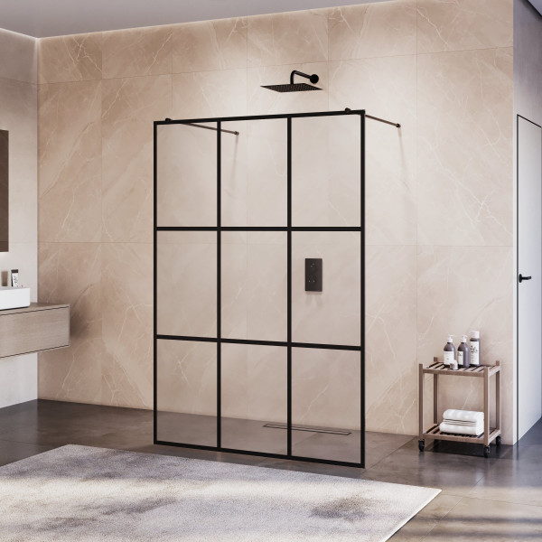 Душевая перегородка RGW WA-018B 1000 стекло рисунок-черный принт, профиль черный (35101810-84)