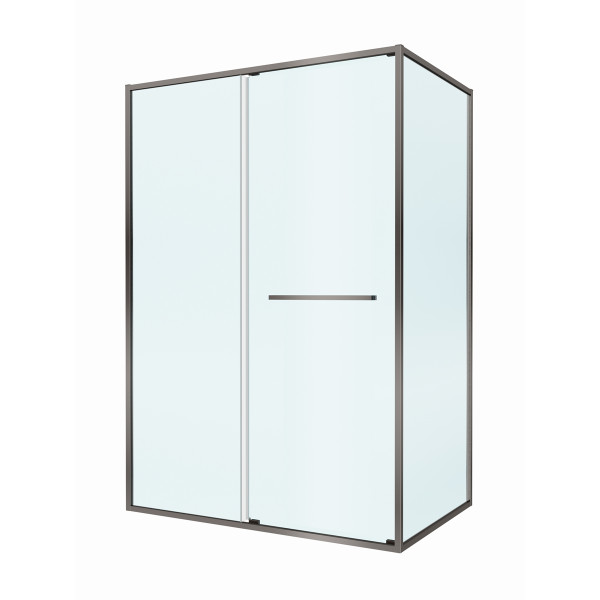 Душевой уголок Cezares Lux 140x100x195 стекло прозрачное, профиль оружейная сталь (LUX-AH-FS-11-140/100-C-GM)