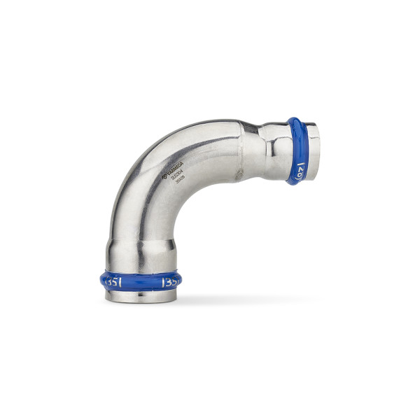 Угольник 90° переходной двухраструбный Varmega Inox Press 35х28 мм (VM727003528) Угольник 90° переходной двухраструбный Varmega Inox Press 35х28 мм (VM727003528)