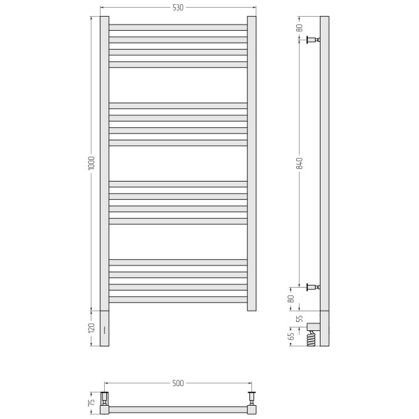 Полотенцесушитель электрический Сунержа Модус 3.0 1000x500 провод слева матовый чёрный (31-5700-1050)