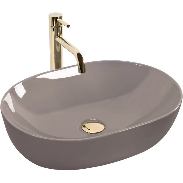 Раковина накладная REA Lisa Beige shiny 49x35x14 бежевая (REA-U6380)