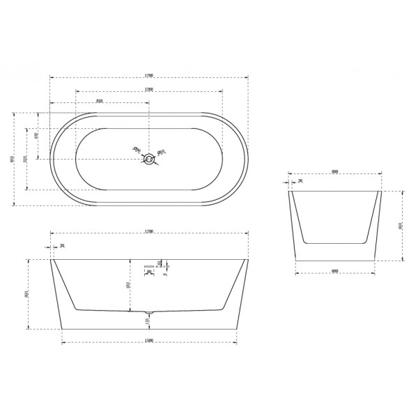 Ванна акриловая Abber 170*80 черная матовая (AB9209MB)