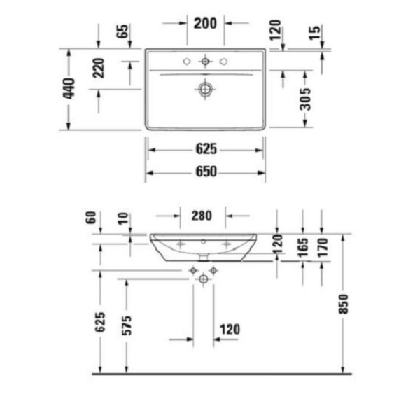 Раковина подвесная Duravit D-NEO 65*44 (2366650000)