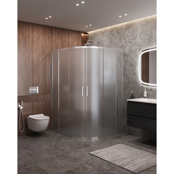 Душевой уголок Cezares Molveno 130x120x195 стекло матовое рифленое, профиль хром (MOLVENO-RH-22-130/120-P-Cr)