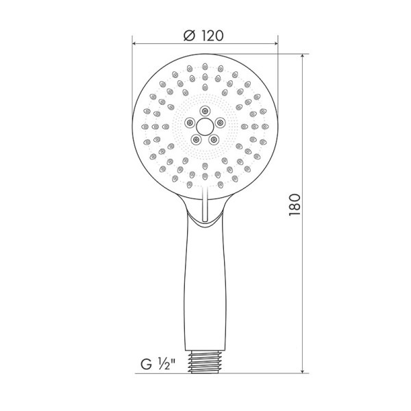 Душевая лейка Melodia 3 функции, d120мм, L250мм, хром/серый (MKP20498)