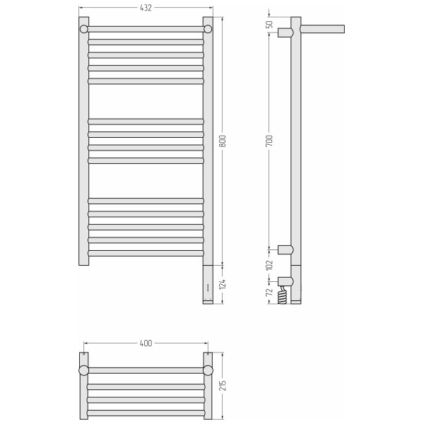 Полотенцесушитель электрический Сунержа Богема 3.1 800x400 с полочкой провод справа матовый белый (30-6007-8040)
