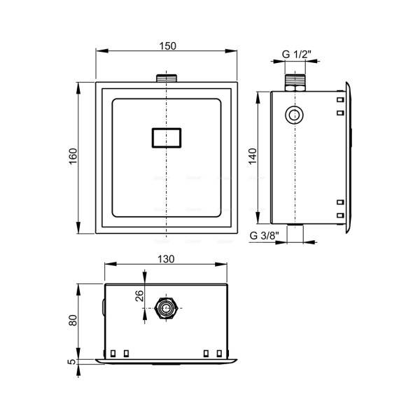 Смыв для писсуара Alcaplast хром 12 B (подключение к сети) (ASP4)