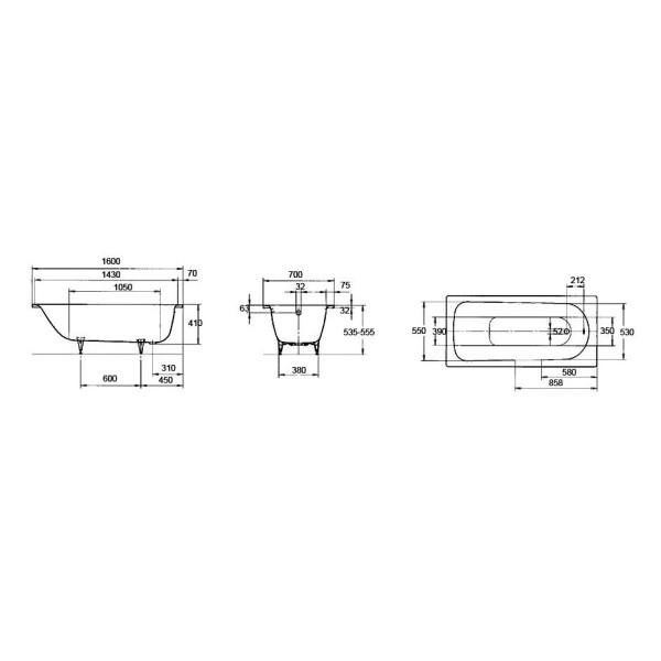 Ванна стальная Kaldewei Saniform Plus 362-1 160x70 (111700010001) Ванна стальная Kaldewei Saniform Plus 362-1 160x70 (111700010001)