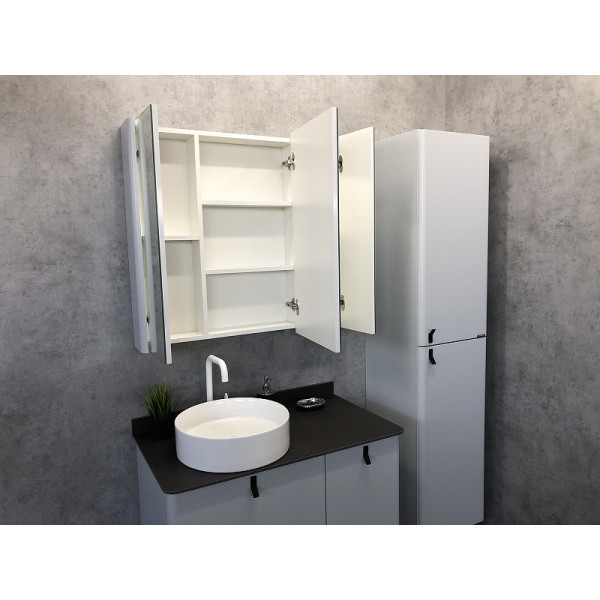 Шкаф зеркальный Comforty Сорренто 900x150x800 Сетло серый (00-00001968)