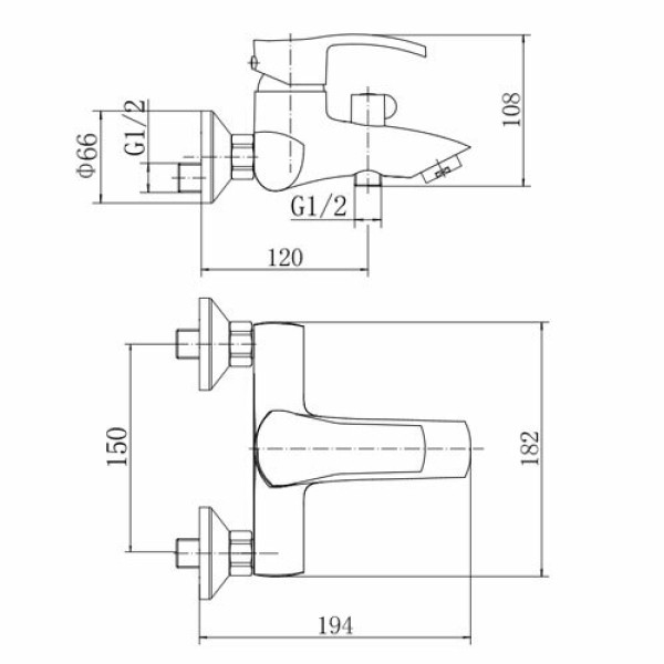 Смеситель для ванны и душа Fashun хром (A3070)