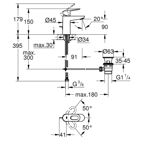 Смеситель для раковины Grohe BauLoop (23335000)