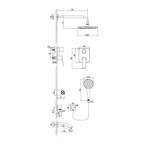 Смеситель для ванны и душа Lemark Bronx встраиваемый белый матовый (LM3722MW)
