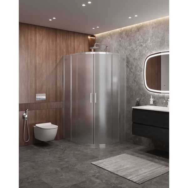 Душевой уголок Cezares Molveno 110x100x195 стекло матовое рифленое, профиль хром (MOLVENO-RH-22-110/100-P-Cr)