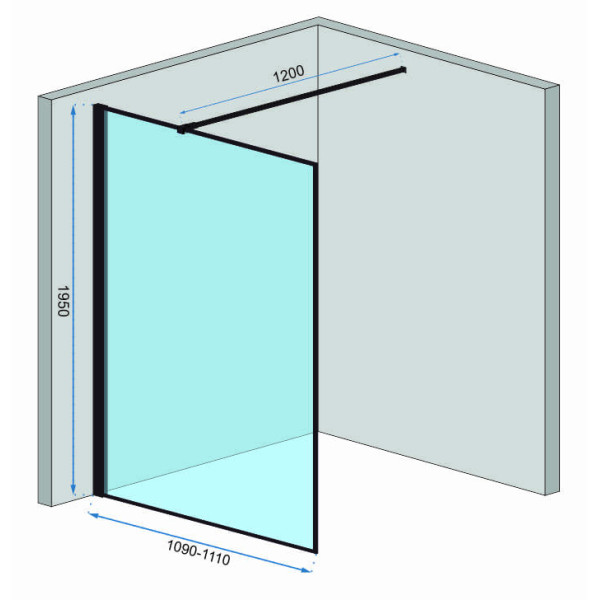 Душевое ограждение Rea Bler 110x195 стекло прозрачное, профиль чёрный матовый (REA-K7630)