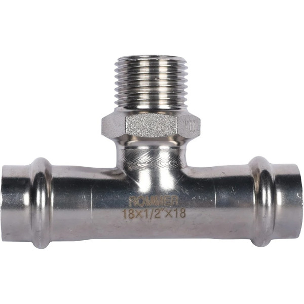 Тройник переходной 18х1/2"Нх18 Rommer из нержавеющей стали (пресс) (RSS-0016-001812) Тройник переходной 18х1/2"Нх18 Rommer из нержавеющей стали (пресс) (RSS-0016-001812)