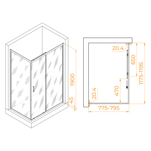 Душевой уголок RGW Passage 80x120x190 стекло прозрачное, профиль хром (410824582-11) Душевой уголок RGW Passage 80x120x190 стекло прозрачное, профиль хром (410824582-11)