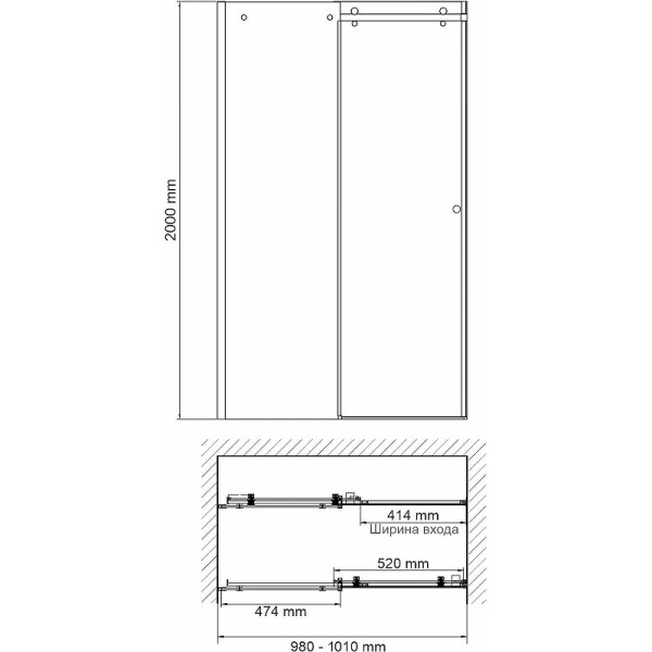 Душевая дверь WasserKRAFT Vils 56R 100х200 стекло прозрачное, профиль хром (56R12) Душевая дверь WasserKRAFT Vils 56R 100х200 стекло прозрачное, профиль хром (56R12)