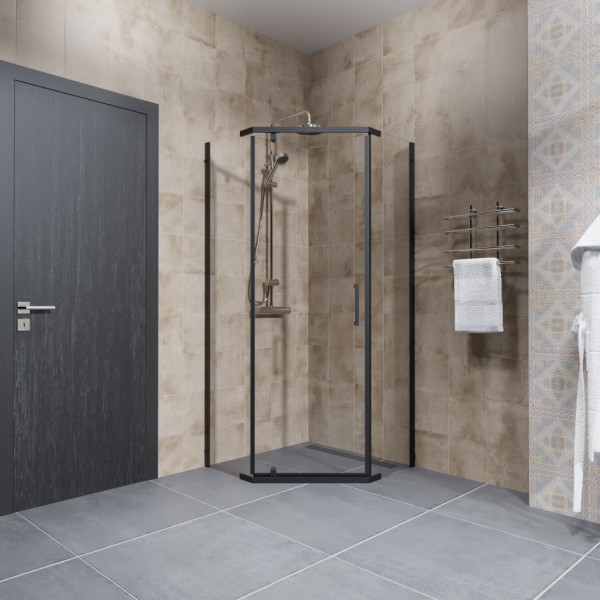 Душевой уголок Triton Дека 100x100 стекло прозрачное, профиль черный (DK354) Душевой уголок Triton Дека 100x100 стекло прозрачное, профиль черный (DK354)