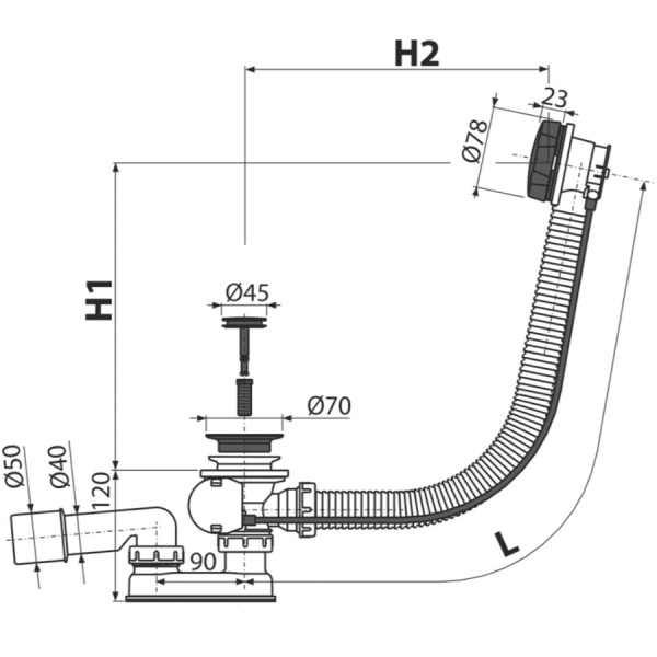 Обвязка для ванны Alcaplast автомат черная матовая (A55BLACK)