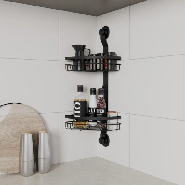 Полка двухъярусная угловая проволока стальная черный матовый Easy Milardo (EASCWS2M44)