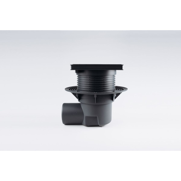 Трап регулируемый Fachmann T 615.0 PNsG 260x260 горизонтальный выпуск DN 110 с корзинкой и незамерзающим гидрозатвором, без прижимного фланца, решетка