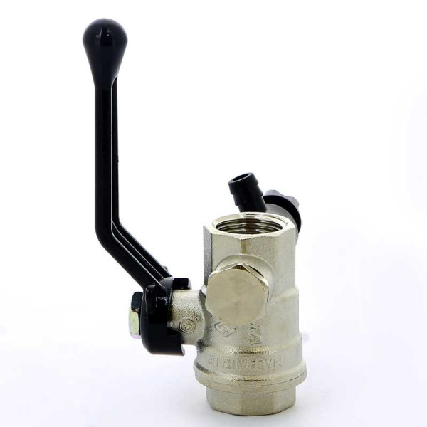 Кран Bugatti 1/2" шаровый с воздухоотводчиком Oregon 330 (черная ручка) (03300019)